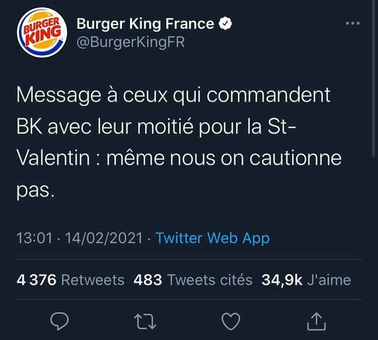 Communication digitale sur Twitter de Burger King