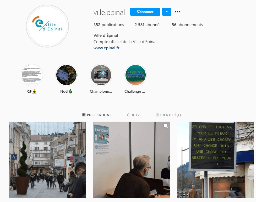 Compte Instagram de la ville d'Epinal