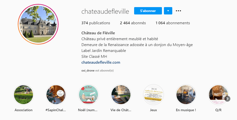 Compte Instagram du Château de Fléville non loin d'Annecy