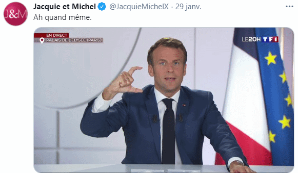 Publicité digitale de Jacquie et Michel utilisant Emmanuel Macron