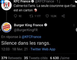 Réponse de Burger King et de KFC sur Twitter