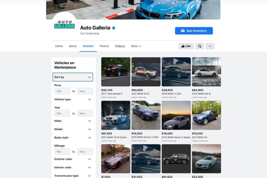 Facebook concessionnaires automobile