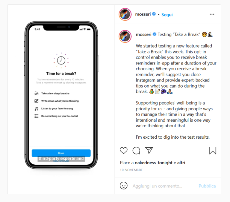 Instagram propos à ses utilisateurs de faire une pause dans leur lecture